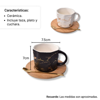 POCILLO CON CUCHARA CERAMICA POCILLO DE CAFE VASO MUG