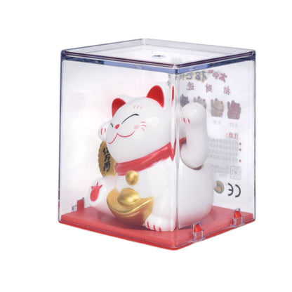 GATO DE LA SUERTE SOLAR PLASTICO COLOR DORADO BLANCO DIM:5X6X5