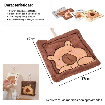 TOALLA PARA MANOS MICROFIBRA PEQUEÑA POLIESTER DISEÑO CAPYBARA