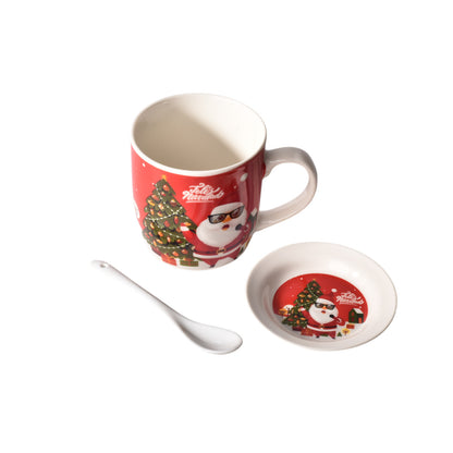 SET POCILLO CERAMICA CON CUCHARA Y PLATO DE NAVIDAD
