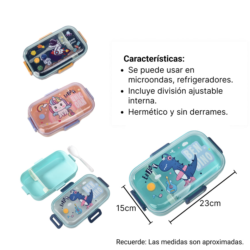 portacomida con cuchara para niños niñas