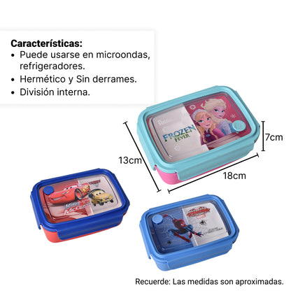 PORTACOMIDA PLASTICO PERSONAJE 880ML DIM:18*13*7