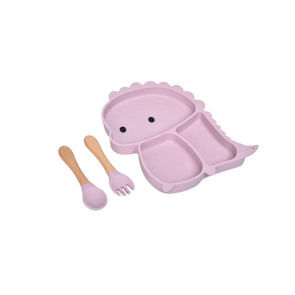 PLATO CON CUBIERTO SILICONA PARA NIÑOS DIM:23X18X2