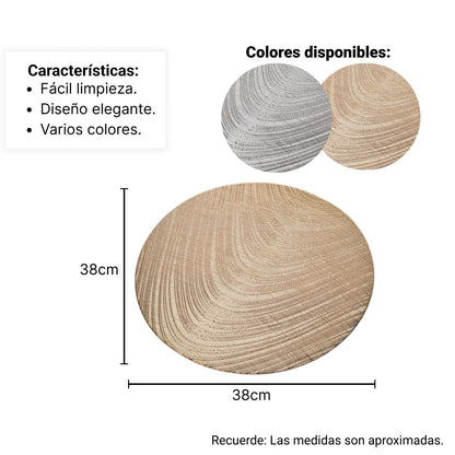 INDIVIDUALES COMEDOR PVC REDONDO HOGAR MESA DIM:38X38