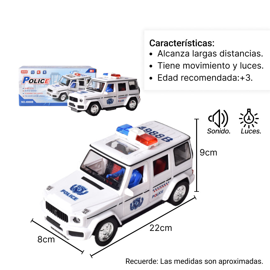 carro para niños policia  con luces sonido y movimiento