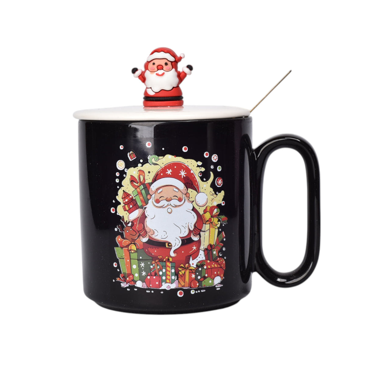 mug pocillo ceramica diseños navidad con cuchara 420ml dim:9x8