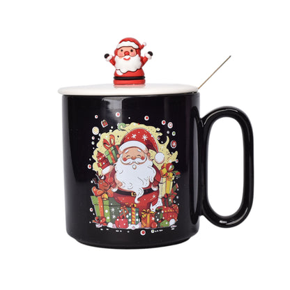 MUG POCILLO CERAMICA DISEÑOS NAVIDAD CON CUCHARA 420ML DIM:9X8