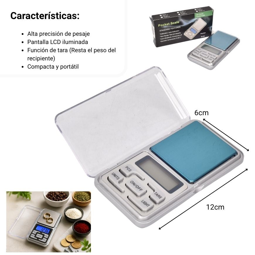 gramera balanza pesa digital plastico dim:12x6x2cm