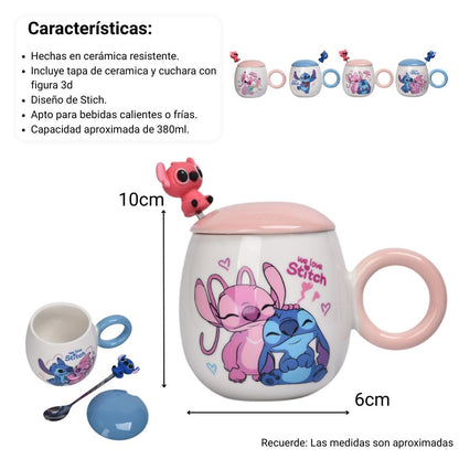 MUG POCILLO CON TAPA CERAMICA PERSONAJE 380ML DIM:10X6