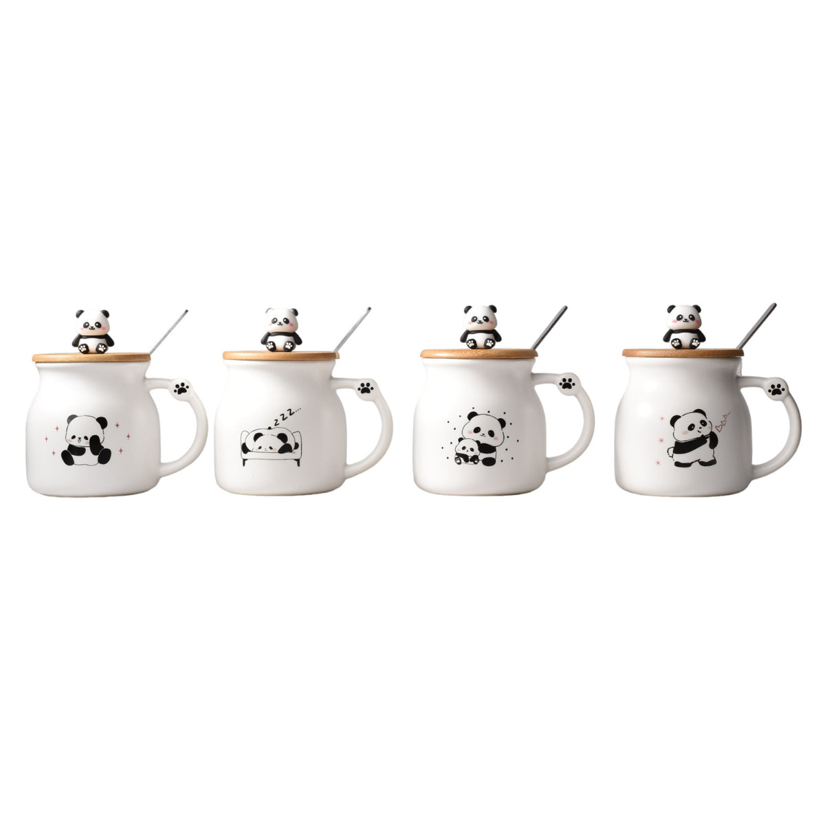 mug pocillo ceramica con tapa madera y cuchara