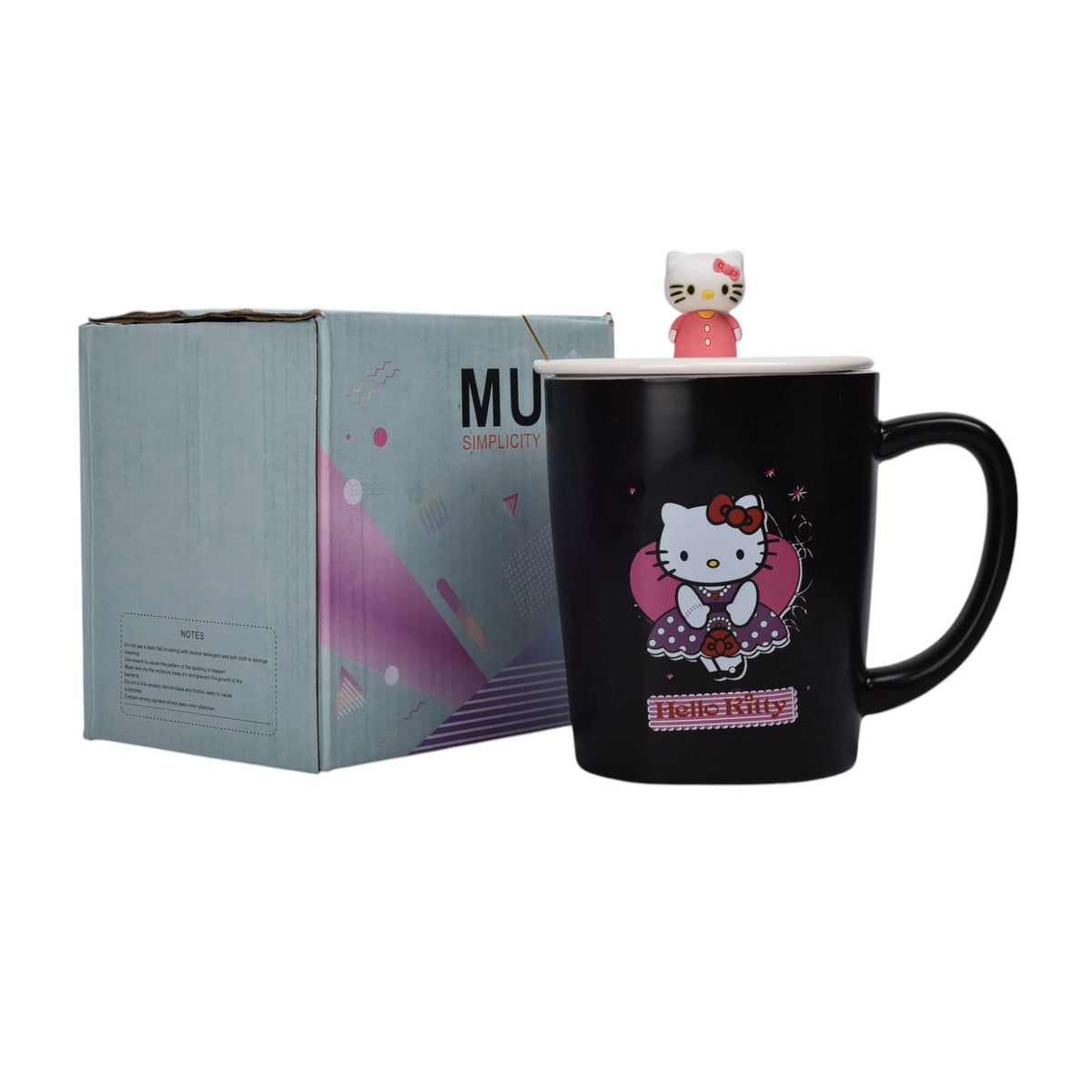 mug pocillo ceramica personaje con tapa de 420ml