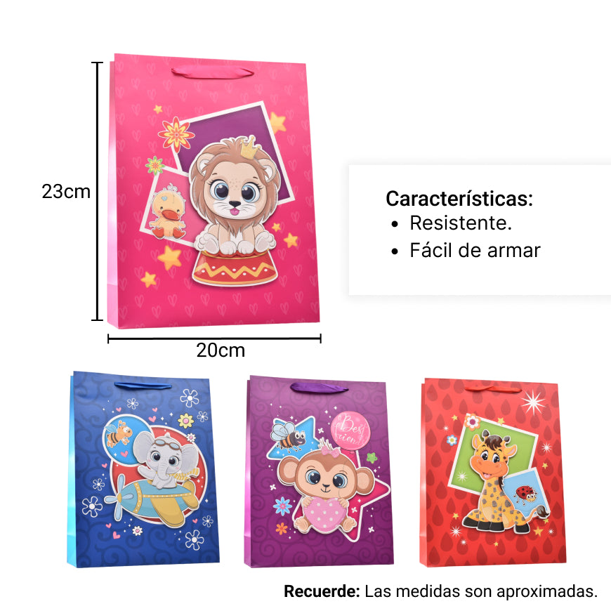 bolsa regalo en papel niños niñas tamaño pequeño