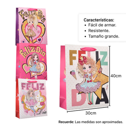 BOLSA REGALO EN PAPEL NIÑA TAMAÑO GRANDE