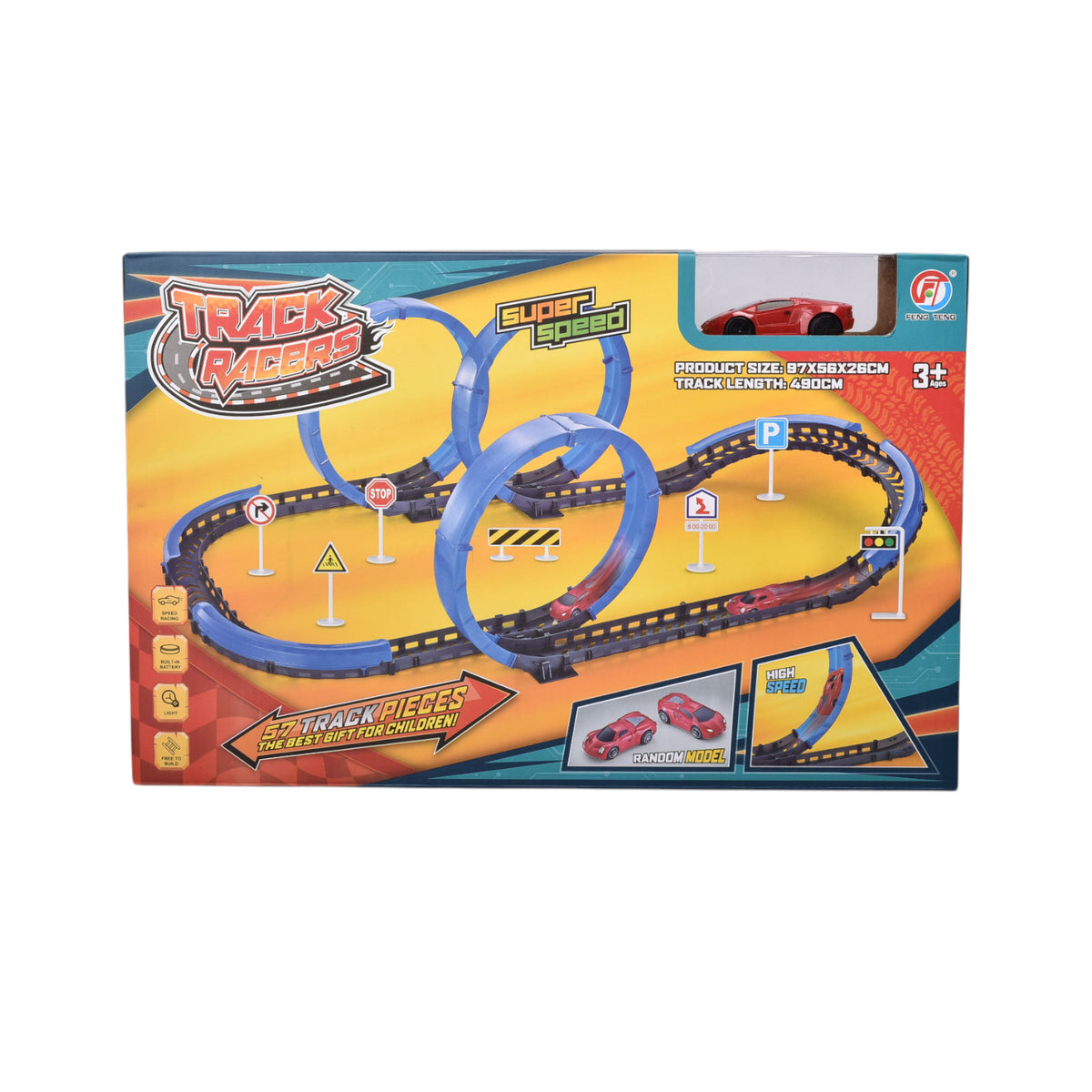 juguete pista de carros con sonido y movimiento dim:42x6x27