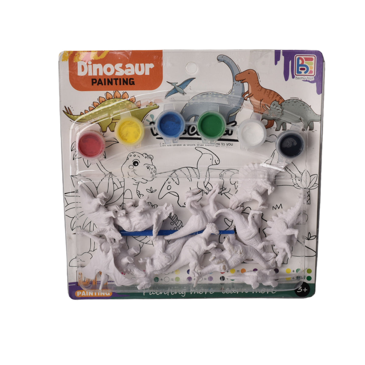 set kit de pintar dinosaurio con temperas