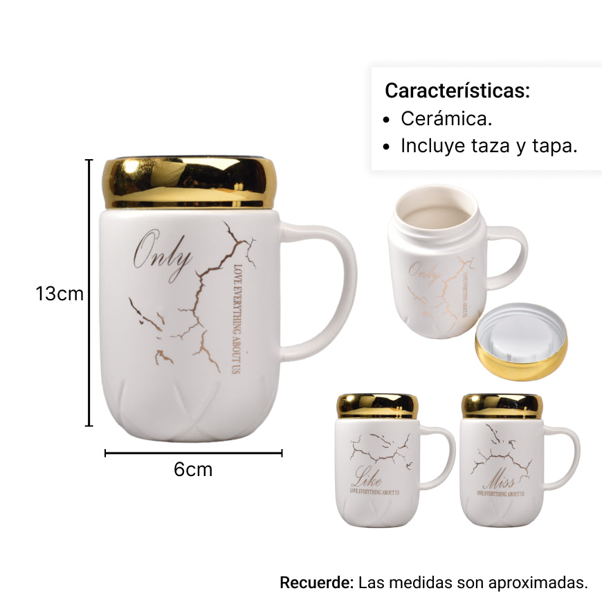 mug pocillo con tapa ceramica