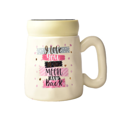 MUG POCILLO CERAMICA DIFERENTES DISEÑOS CON TAPA DE 350ML