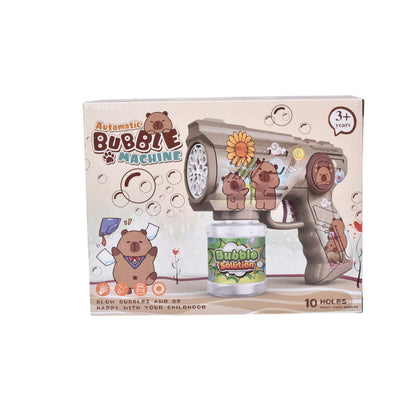 JUGUETE PISTOLA DE BURBUJAS DISEÑO CAPYBARA PLASTICO DIM:18X6X14