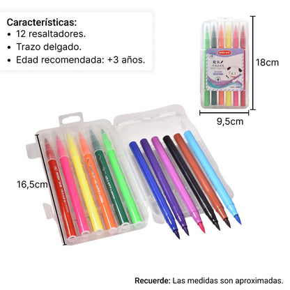 MARCADOR PUNTA DELGADA DE 12 PIEZAS