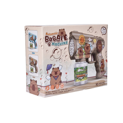 JUGUETE PISTOLA DE BURBUJAS DISEÑO CAPYBARA PLASTICO DIM:18X6X14