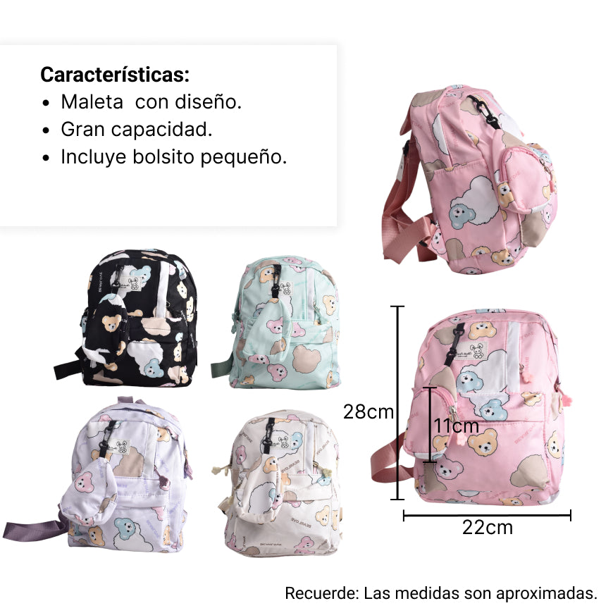 maleta de diseños pequeña en poliester con monedero