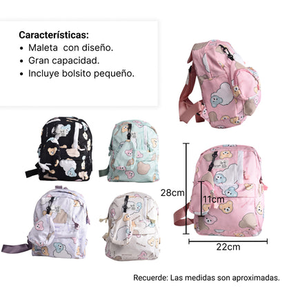 MALETA DE DISEÑOS PEQUEÑA EN POLIESTER CON MONEDERO
