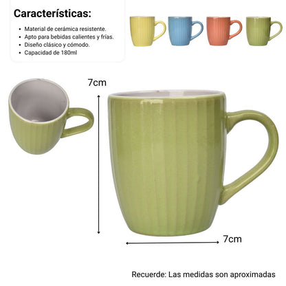 MUG POCILLO CERAMICA 180ML DIM:7X7X8