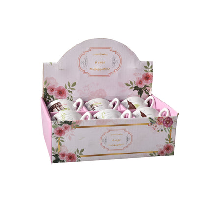 CAJA DE POCILLO POR 6 UNIDADES CERAMICA DIFERENTES DISEÑOS