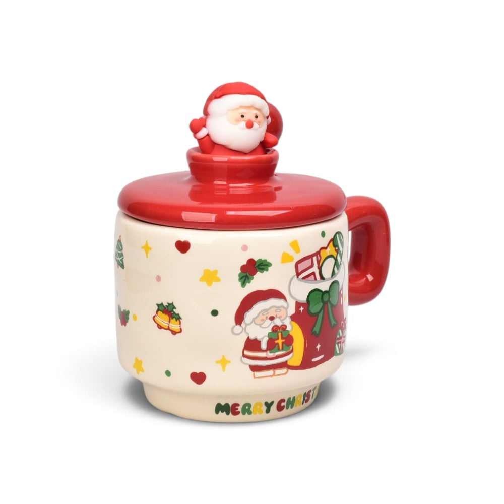 mug pocillo ceramica con tapa y cuchara 400ml