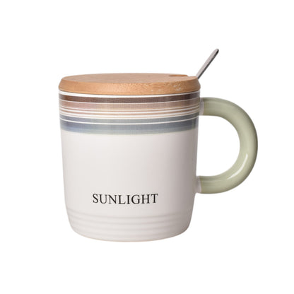 MUG POCILLO CERAMICA CON TAPA DE MADERA 380ML DIM:9*9*10