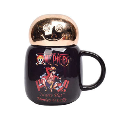 MUG POCILLO CERAMICA CON TAPA PERSONAJE 350ML DIM:12X5