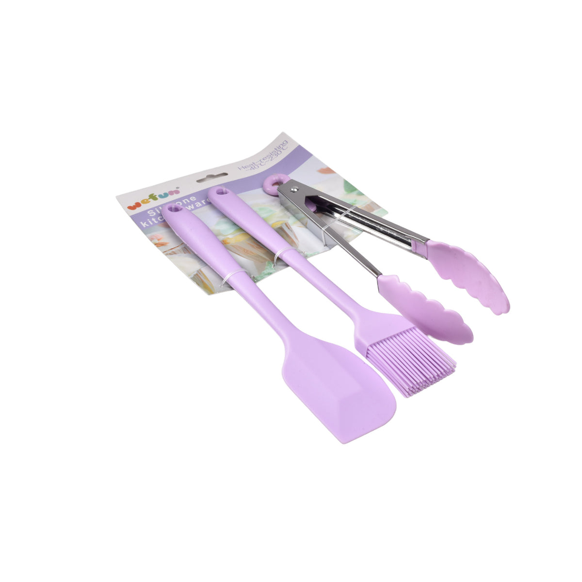 set utensilios para cocina en silicona pinzas, pala y brocha