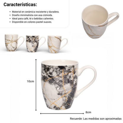 MUG POCILLO MARMOLEADO CERAMICA DIM:8X8X10