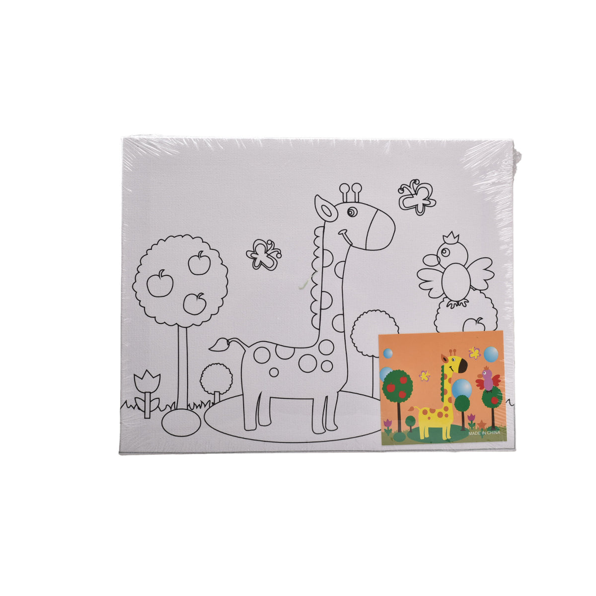 set lienzo cuadrado animales madera+fibra con temperas dim:2