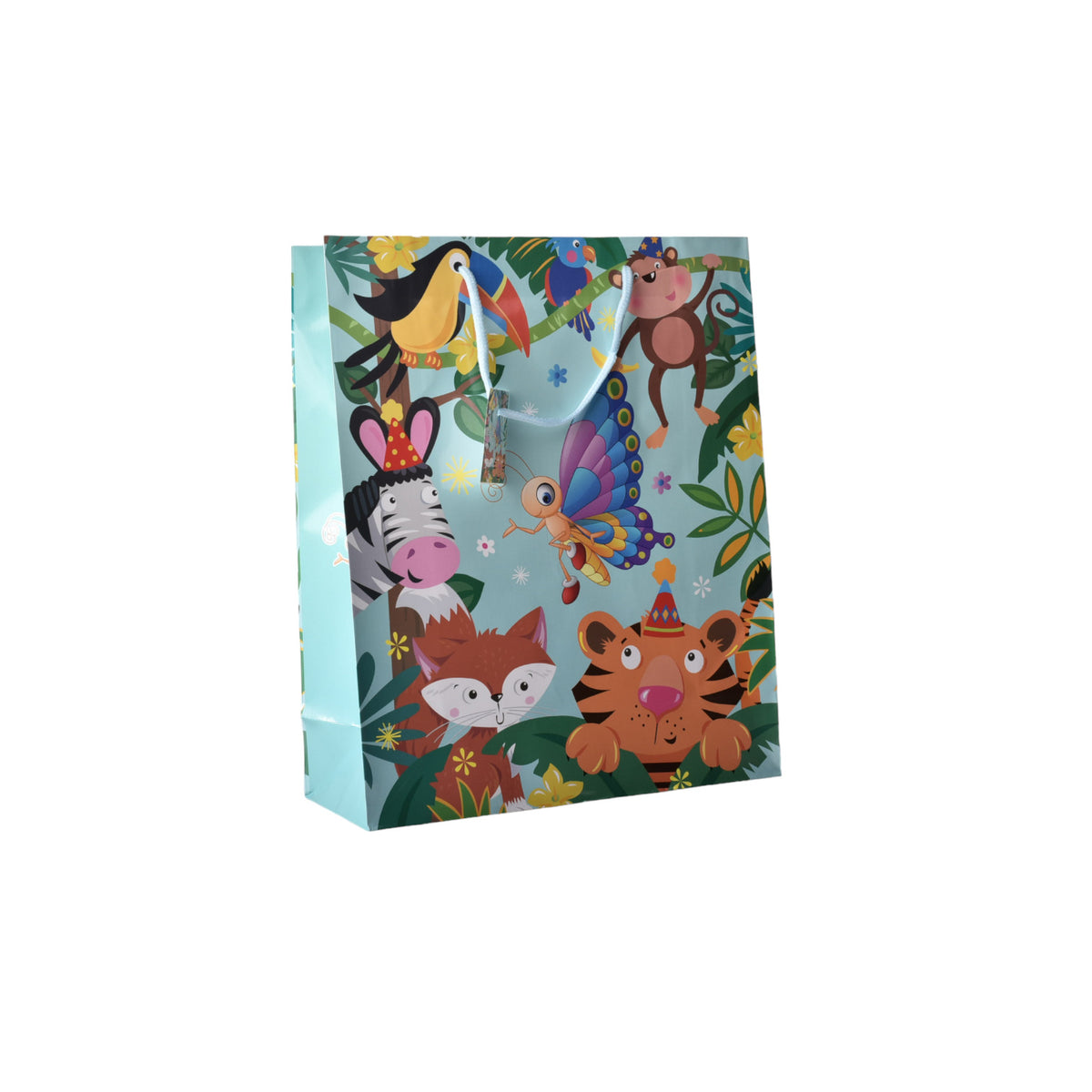 bolsa regalo papel infantil animales pequeña dim: 26x32x10