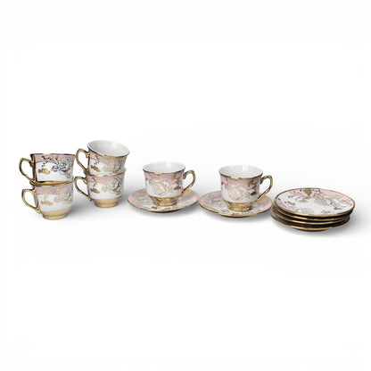 SET 6PCS POCILLO CERMICA CON PLATO  90ML DIM:6X6X5