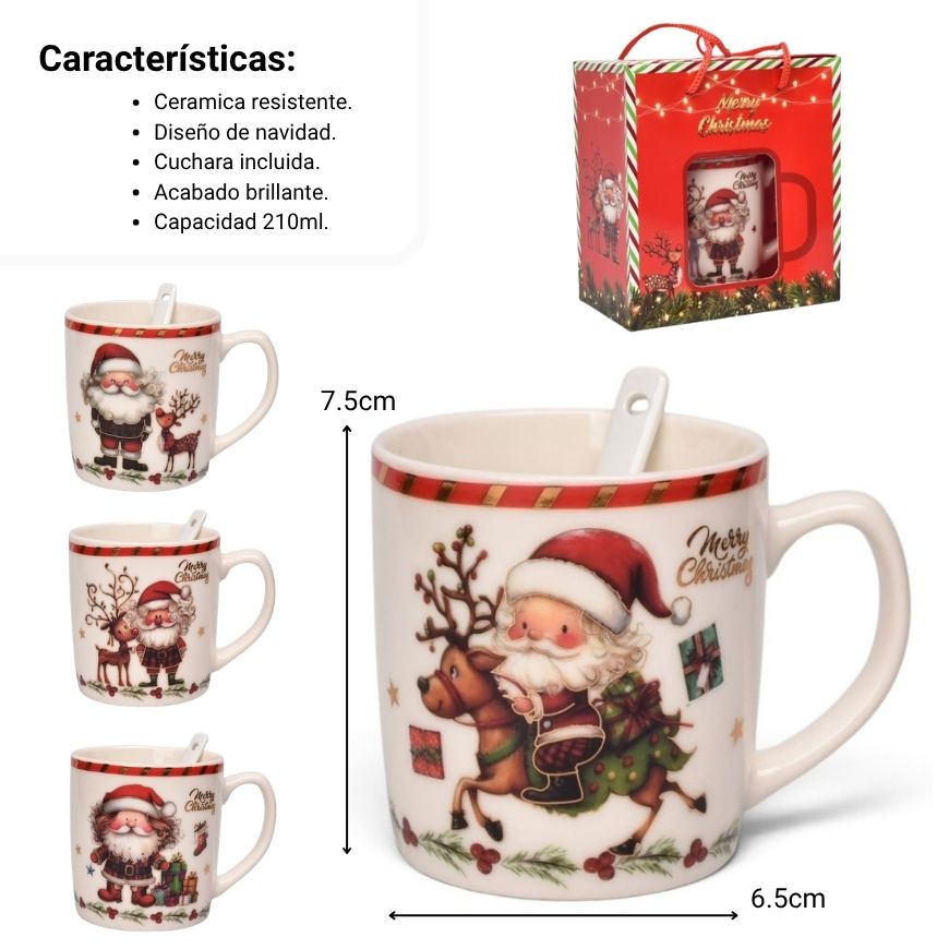 pocillo set con cuchara navidad 210ml