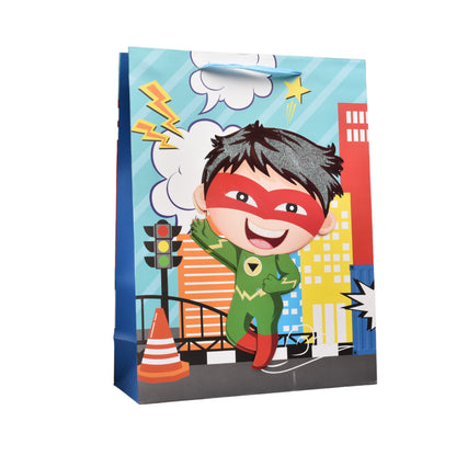 BOLSA REGALO EN PAPEL SUPERHEROE TAMAÑO GRANDE