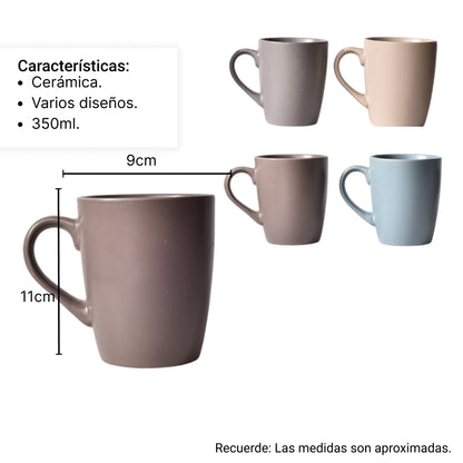 POCILLO CERAMICA VARIOS COLORES 350ML