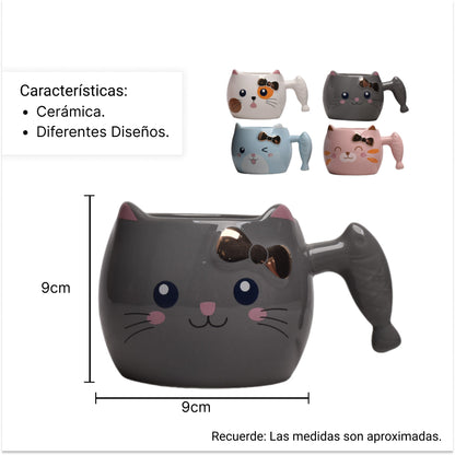 MUG POCILLO FORMA DE GATO