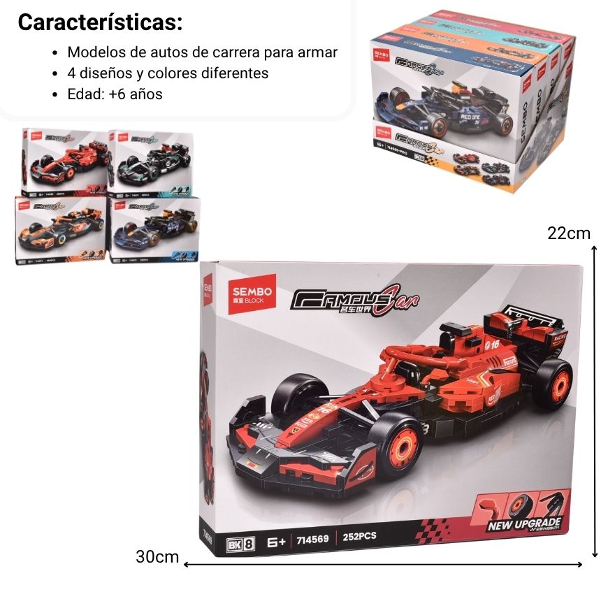 juguete armable carro f1 coleccionable dim: 30*22*5.8