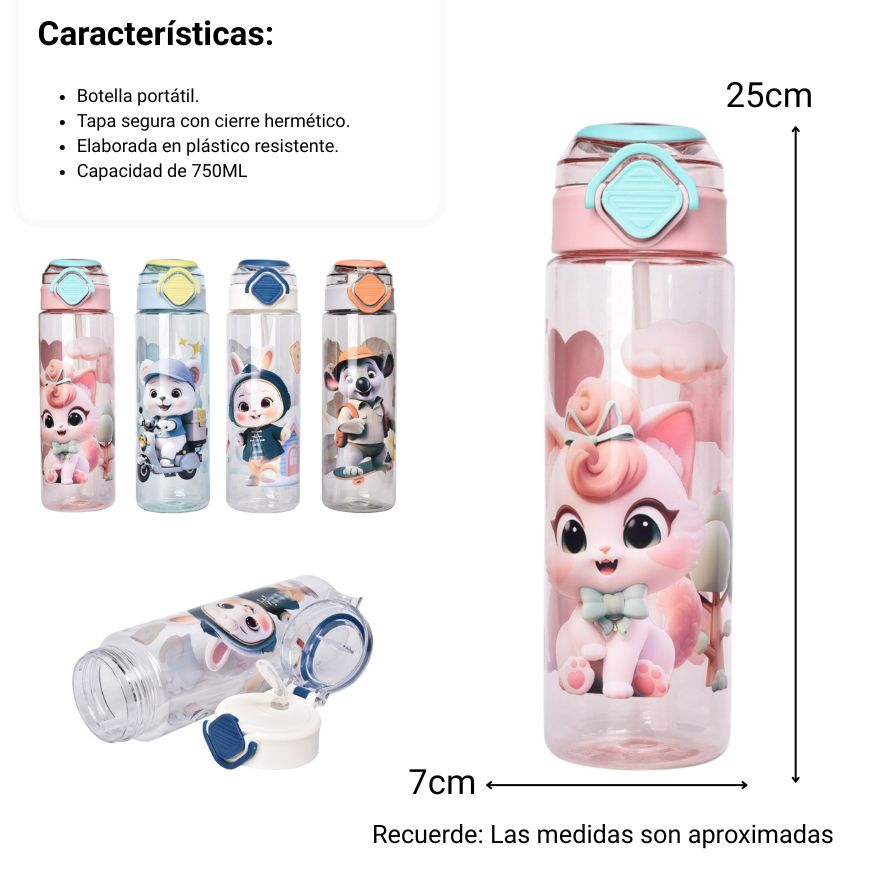 botella de agua 750ml plastica