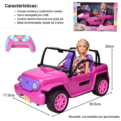 CARRO A CONTROL REMOTO CON MUÑECA DIM: 17 x 27.5x 31 cm