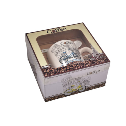 POCILLO CERAMICA CON CUCHARA DIM: 14x14x7
