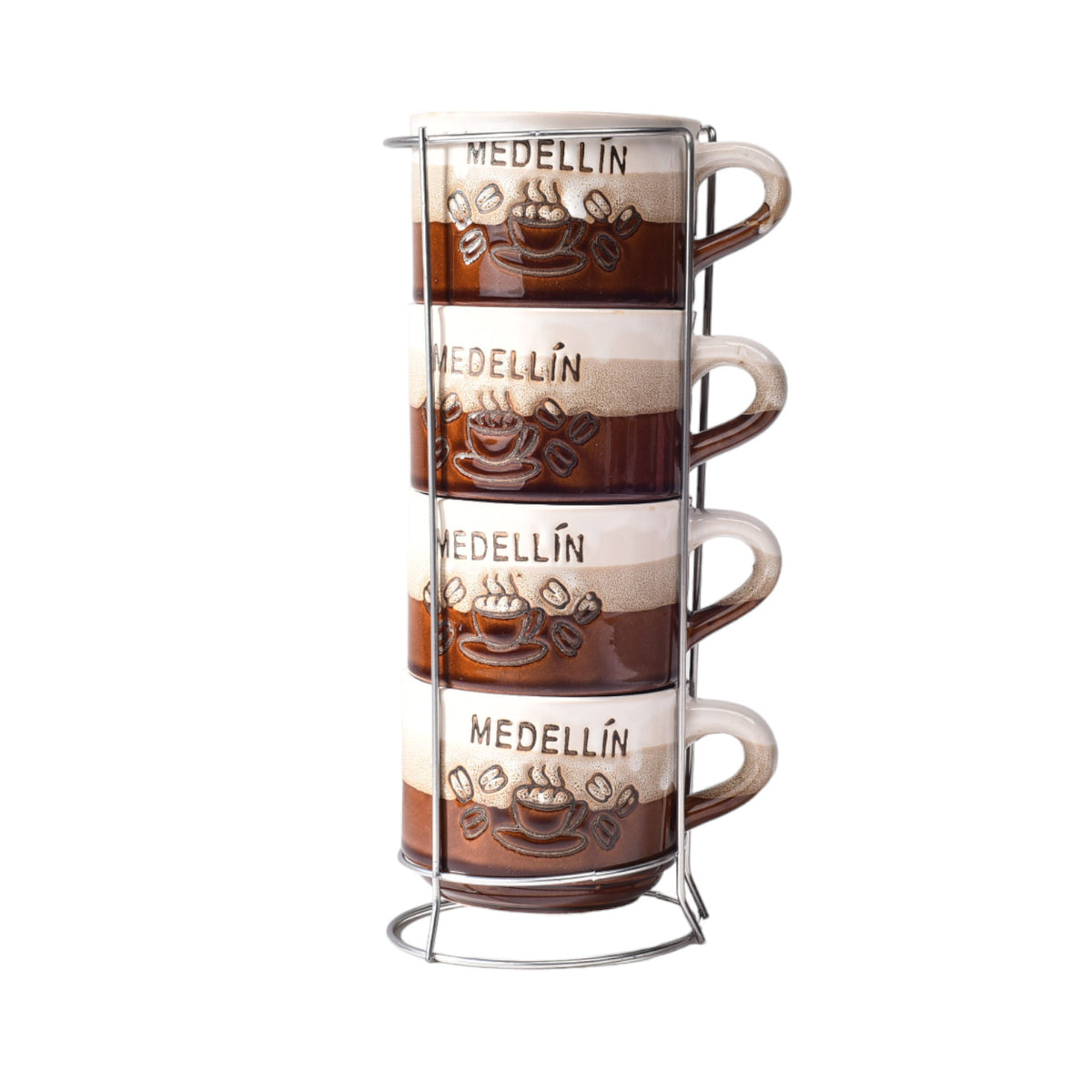 set 4pcs pocillos con base ceramica grande