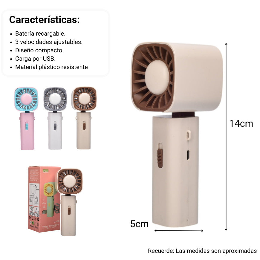 ventilador cuadrado plastico recargable dim:14x5x4