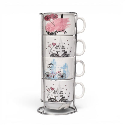 POCILLO SET 4PCS CERAMICA CON BASE DIM:7X17CM