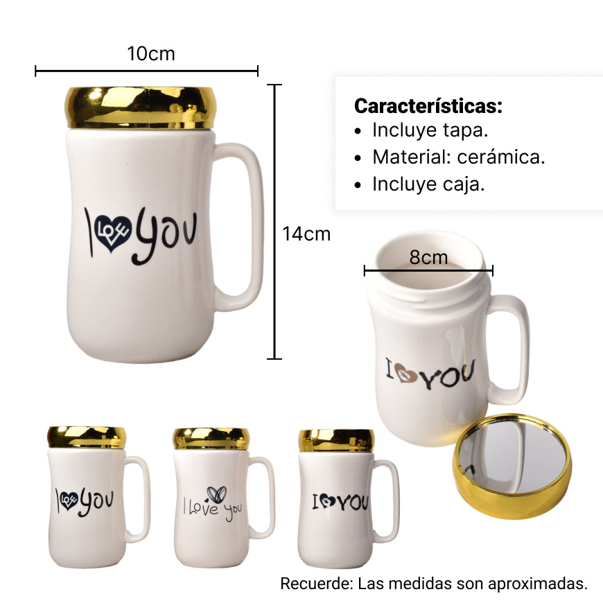 mug pocillo color blanco en ceramica grande con tapa