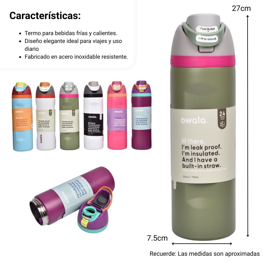 termo acero inoxidable 710ml dim:27x8x8