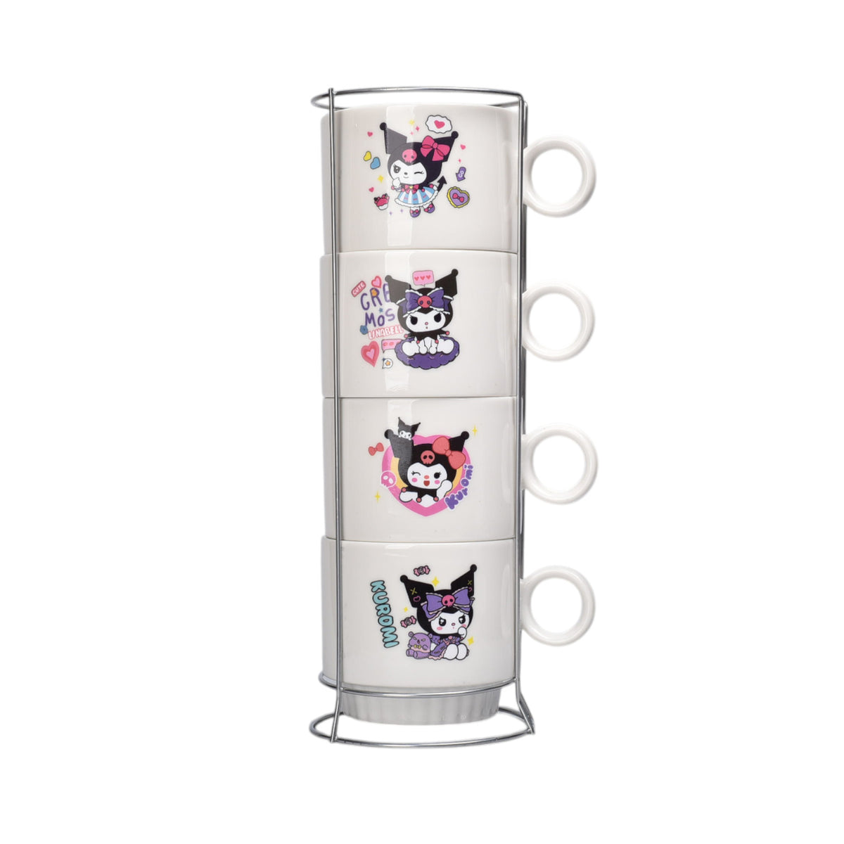 set 4pcs pocillos con base ceramica 250ml personaje